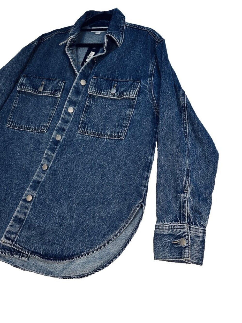 Parke Target Denim Shacket Shirt Jacket Dark Wash Oversized Button Front Small - Picture 11 of 16
